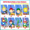 36Pcs Make-a-face Stickers, Make Your Own Stickers Fun Craft Project for Kids, Mixed and Matched with 8 Designs Characters Stickers for Party Decoration, Class Reward, Book Decor, Birthday Gifts