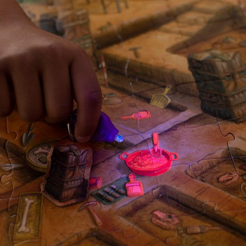 Peaceable Kingdom Ancient Hidden City Puzzle – 100-Pc. Seek & Find Glow Puzzle for Kids Ages 6 & Up – Included Blacklight Reveals Hidden Items – Great for Home or Classrooms