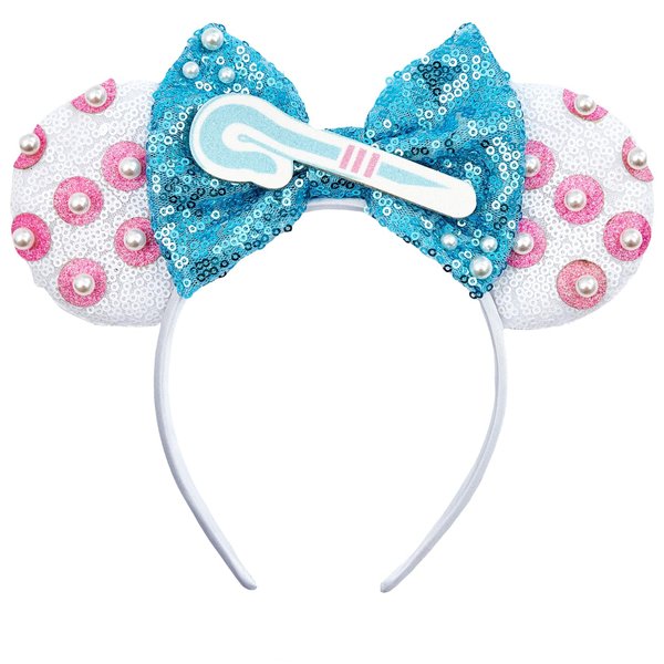 Opzzqz Mouse Ear Headbands for Women Giltter Bow Headband for Girls and Adult Birthday Party Decorations for Halloween Christmas (Bepeep01A)