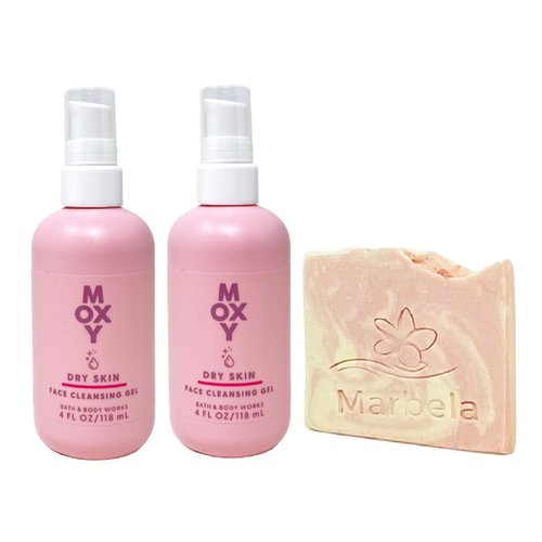 Bath & Body Works Moxy Dry Skin 2 Pack Face Cleansing Gel with a Himalayan Salts Springs Sample Soap - Full Size