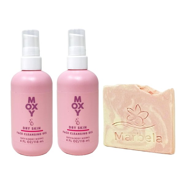 Bath & Body Works Moxy Dry Skin 2 Pack Face Cleansing Gel with a Himalayan Salts Springs Sample Soap - Full Size