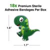 GAMAGO Dino-Sore Bandages for Kids & Kidults - Set of 18 Individually Wrapped Self Adhesive Bandages - Sterile, Latex-Free & Easily Removable - Funny Gift & First Aid Addition