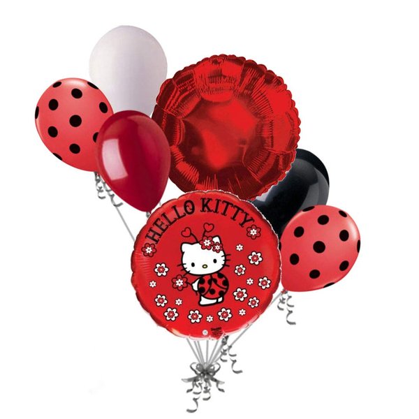 7 pc Hello Kitty Lady Bug Balloon Bouquet Party Decoration Happy Birthday Flower c