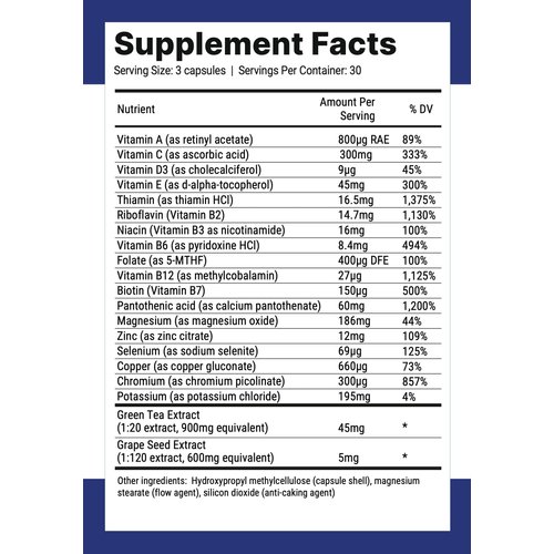 Nutri-Align Multivit | 90 Multivitamin Capsules for Keto | 20 Essential Vitamins and Minerals with Green Tea Extract and Chromium | Low Carb Keto Support Multi Vitamin | Sugar Free and Zero Carb