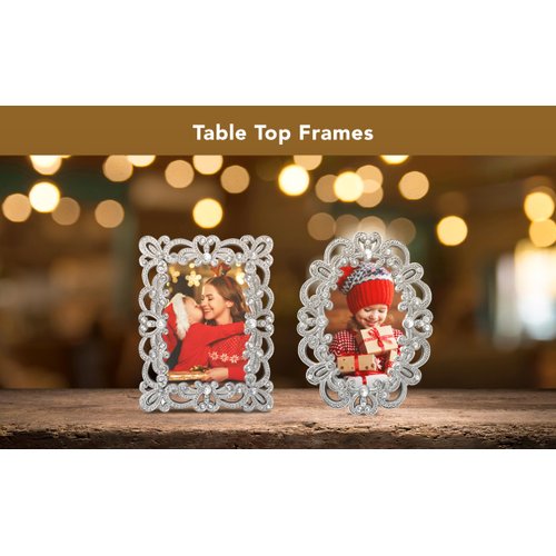 GIFTY GIFTY Vintage Silver Mini Frame Set/Set of 2 / 2x3 In | For Tabletop Display | Perfect for Home Decor, Xmas, Wedding, Graduation, Or Milestone Photos W/Gift Box