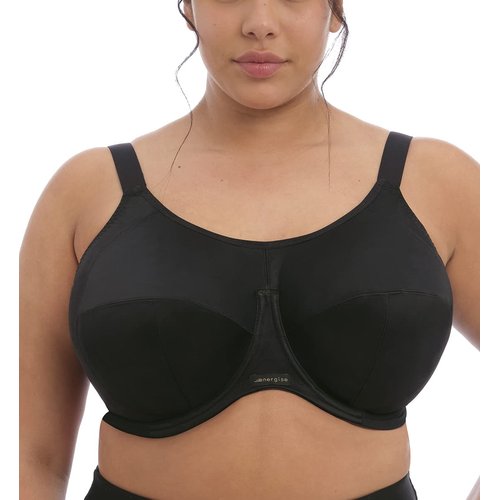 Elomi Energise J-Hook Underwire Sports Bra (8041),36HH,Black
