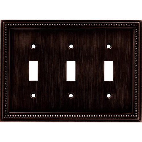 Brainerd 64408 Beaded Triple Toggle Switch Wall Plate / Switch Plate / Cover, Venetian Bronze