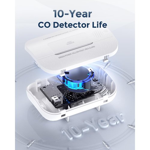 Ecoey Carbon Monoxide Detectors, 10-Year CO Detector with Human Alarm Sounds and Test Button, Carbon Monoxide Alarm with Electrochemical Technology and Low Battery Signal for Home, FJ127, 4 Packs