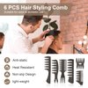 URAQT Hair Comb Set, 6Pcs Wide Tooth Hair Comb Styling Set, Professional Shaping & Wet Pick Pompadour Comb, Anti-Static Hairdressing Comb Curl Wet Comb for Men and Women Hair Hairstyle