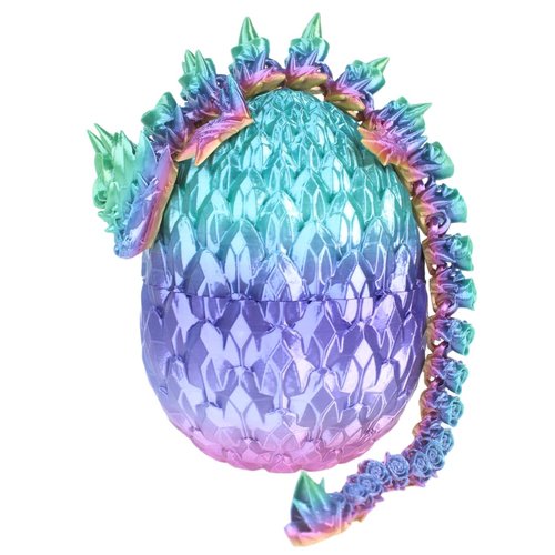 3D Printed 12inch Rose Dragon with Egg Dinosaur Christmas Fidget Toy Gifts for Adults Easter Eggs Basket Stuffers (12" Rose Dragon with Egg)