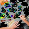 Halloween Crafts Kit for Kids, 48 Pcs Magic Scratch Off Cards Paper Hanging Set, Halloween Party Favors Gifts Ornaments for Kids Halloween Party Games Classroom DIY Activity Art Craft Supplies