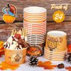 HOWAF 24pcs Friendsgiving Party Treat Snack Cups, Turkey Day Party Disposable Paper Cup Dessert Ice Cream Bowls for Thanksgiving Party Supplies, Friends Thanksgiving Day Ice Cream Cups