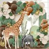 PERPAOL 148pcs Woodland Safari Jungle Wild One Balloon Garland Arch Kit Sage Green and Brown Sand white Balloons with Palm Leaves for Tropical Boho Birthday Party Supplies Baby Shower Decorations