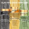 ulluxe Facial Clay Mask Set - Vitamin C Turmeric Clay Mask, Dead Sea Mud and Salicylic Acid Mask for Pores Cleansing, Blackheads, Dark Spots, and Brightening, Face Masks Skincare, Gift Set for Women