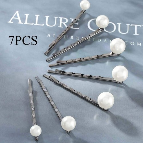 BARTOSI Pearl Hair Clips White Pearl Hair Pins Small Pearls Bobby Pins Bride Wedding Hair Accessories for Women (Pack of 7)
