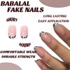 BABALAL Round Press on Nails Short Fake Nails Cow Print French Tip Glue on Nails 24Pcs Oval Acrylic Nails for Women and Girls