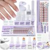 SAVILAND French Gel X Nail Kit: Long-lasting Extra Short Square Press On Nails DUO Thick & Perfect Nude French Gel X Tips Chip-Free Sturdy-Fit Solid Nail Glue Gel U V/LED Lamp Nail Supplies
