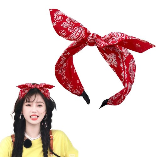 Womens Bandana Headband with Bow Head Wrap for Women Red Knot Headband Hair Bow Headbands for Women Hair Bands for Women's Hair Womens Headwrap Hairband for Women Christmas Halloween Accessories