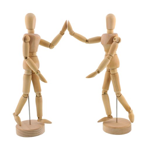 US Art Supply® Wood 12" Artist Drawing Manikin Articulated Mannequin with Base and Flexible Body - Perfect for Drawing The Human Figure (12" Pair - Male & Female)