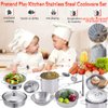 Mini Kids Stainless Steel Cookware Kitchen Cooking Toys Pretend Utensils with Cookware Play Pots and Pans Playset ,Cooking Utensils Pot Rack Organizer Storage Bag for Toddlers (Tiny Size)