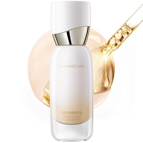 Carslan Sheer Liquid Foundation With Hydrating Serum, 24H Long-Lasting Moisturization, Medium Full Coverage, Anti-Aging, Build Dewy Health Skin, W01 Nude Beige, 1 FlOz