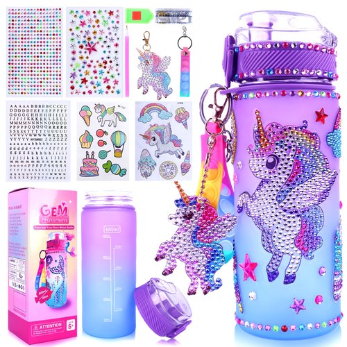 Unicorn Diamond Art Kits for Girls - Decorate Your Own Water Bottle Kits Ages 5-12, Painting Arts Crafts Toys for 6 7 8 9 10 Year Old Kids Girl Christmas Birthday Gifts