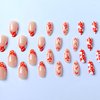 Valentine'S Day Press on Nails Medium Length Almond Fake Nails with Cute Mushroom Heart Designs Red French Tip Glue on Nails Valentines Day Nails Press ons Nude Full Cover False Nails for Women 24 Pcs