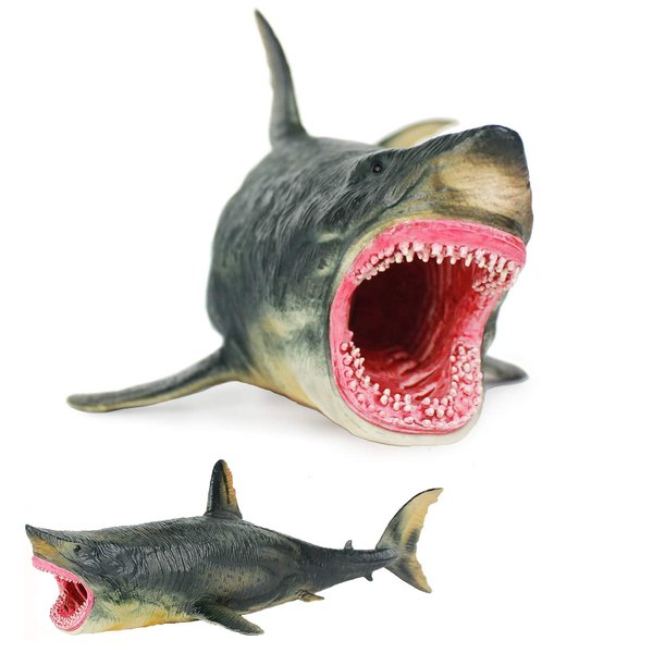 Gemini&Genius Megalodon Shark Toys Sea Monster Ocean Animal Shark Figurine Toy for Kids Birthday Gifts, Cake Topper, Collection and Swimming Pool, Barth, Beach Toys for Kids