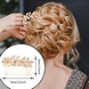 5 PCS Leaf Hair Side Combs Gold Rhinestone Hair Comb Clips with Teeth Wedding Headpiece Hair Accessories for Women, Girls, Bride, Bridesmaid（5 Different Size）