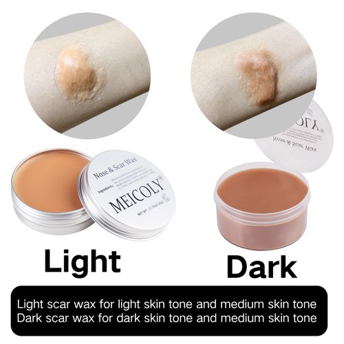 MEICOLY Scar Wax Kit with Spatula,SFX Scar Makeup,Fake Scar Modeling Wax for Realistic Scar,Wound and Cut,Halloween Special Effects Makeup,Fake Nose Putty Stage FX Makeup,Dark,(1.67Oz)