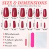 LuckForever 240pc Coffin Press on Nails Medium Fake Nails Red Glue on Nails Short Ballerina Coffin Nails Press ons Acrylic Nails False Nails Full Cover Artificial Fingernails with Adhesive Tabs