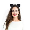 Vonokee Velvet Cat Ears Headband,Black Plush Cat Headpiece Cute Cat Costume Accessories for Halloween Party Cosplay and Daily Use