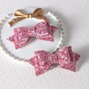 3 inch Glitter Pink Hair Bows Small Boutique Alligator Hair Clips Sparkly Sequin Cheer Barrettes Birthday Xmas Party Dress up Gift Accessory for Little Baby Teen Girls Kids