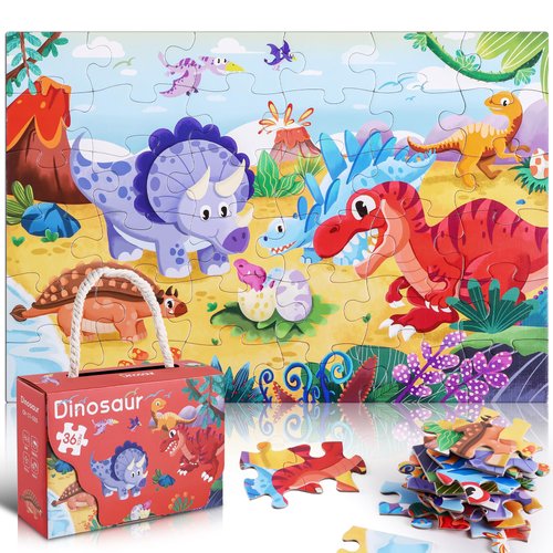 YOGEON Puzzles for Kids Ages 4-6, 3-5,36 Piece Dinosaur Puzzles for Toddler,Floor Puzzle Age 5-7 Children Learning Preschool Educational Puzzles Toys for Boys and Girls