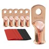 6pcs 2/0 AWG-5/16 Ring Battery Lugs, Copper Lugs, Battery Cable Ends, Tubular Ring Terminals, Crimp Wire Ring Lugs, Battery Terminal Connectors with Heat Shrink Tubing (6, 2/0 Awg - 5/16" (M8) Ring)