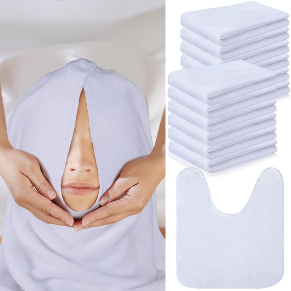 VitalCozy 12 Pieces Facial Towels Split Design Soft Esthetician Towels Removing Spa Microfiber Face Cloth for Home Salon Facial Steam Massage and Cleansing(White)