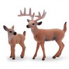 Gemini&Genius Whitetail Deer Animal Toys for Kids, Deer Figurines with Cub, 2Pcs Reindeer Family Woodland Animal Toys, Great for Kids Party Favors, Treasure Box Prizes, Family Fun or Cake Toppers