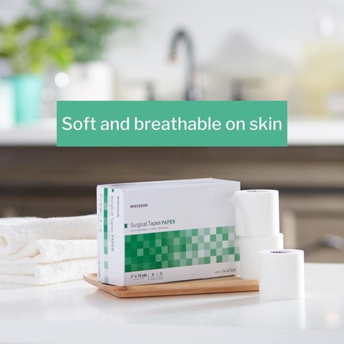 McKesson Surgical Tape, Non-Sterile, Paper, Air and Moisture Permeable, 2 in x 10 yds, 6 Count