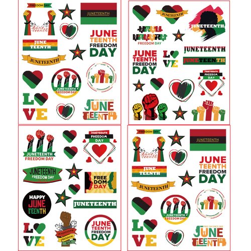 CupaPlay 440PCS Happy Juneteenth Day Party Favors Tattoos Temporary Freedom Day Patriotic Party Supplies Goodie Bag Stuffers Favors Prize(30 Sheets)