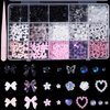3D Assorted Pink White Black Bows Acrylic Nail Charms, Mix Rose Flower Bowknots Nail Charms Planet Star Butterfly Alloy Nail Gems Charms Round Pearls for Nail Art DIY Accessories