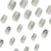 24Pcs Short French Tip Press on Nails Christmas Fake Nails with Snowmen Snowflake Glitter Designs Winter False Nails Glossy White Nail Tips Glue on Nails for Women DIY Christmas Acrylic Nails