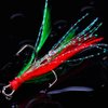 AMHDV Feather Fishing Hooks Strong Treble Hooks Size 2 4 6 8 10 (Pack of 20) (Red and green, 8#)