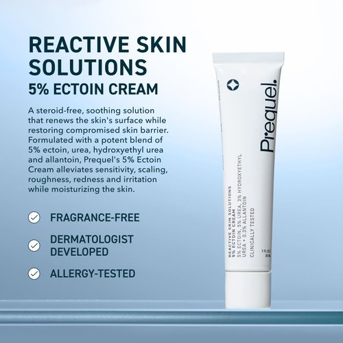 Prequel Reactive Skin Solutions - Soothing, Hydrating Face Moisturizer for Sensitive Skin. Barrier Support Cream with 5% Ectoin, Urea, and Allantoin for Extreme Dryness, Calming and Renewal