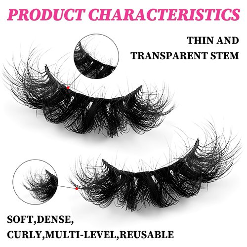 LoveOurHome 7 Pairs Fake Eyelashes Fluffy False Eyelashes Faux Mink Wispy Lashes Natural Look Lash Extension Eye Lashes 18mm 6D Volume Strips False Lashes with Tweezers for Women Teen Girls