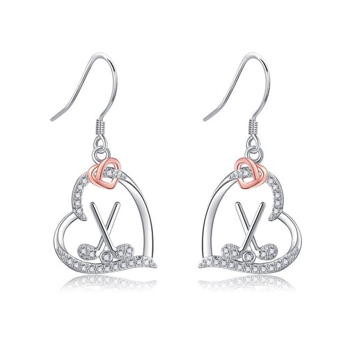 YAFEINI Golf Earrings Gifts Sterling Silver Golf Club And Ball Dangle Earrings Golf Heart Jewelry for Women Gifts