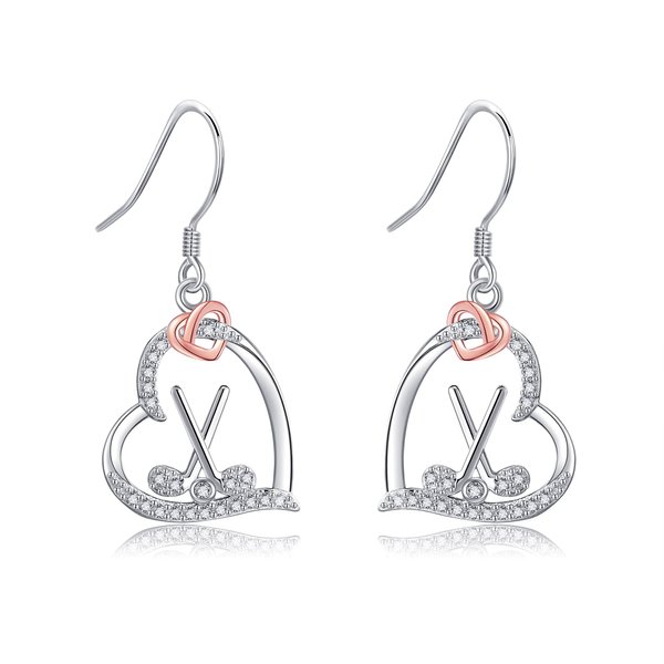 YAFEINI Golf Earrings Gifts Sterling Silver Golf Club And Ball Dangle Earrings Golf Heart Jewelry for Women Gifts