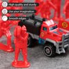 LovesTown 50PCS Fire Truck Toy Set, 6PCS Die-cast Small Rescue Emergency Vehicles Red Fire Trucks 44PCS Firemen Toy Figures for Kids Boys Birthday