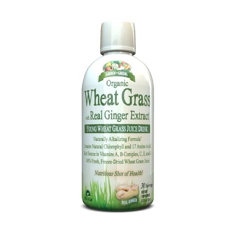 Garden Greens Wheat Grass Liquid with Real Ginger Extract, Nature's Perfect Superfood, 32 servings