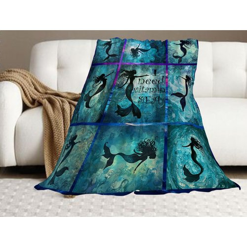 Mermaid Blanket Ocean Fleece Throw Blanket Super Soft Warm Cozy Fuzzy Plush Mermaid Blanket Gifts for Girls Boys Kids Room Decor 40"X50"