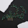 Teyglen Crystal Wedding Headpiece Flower Rhinestone Bridal Hair Comb Headband Hair Accessories for Bride Handmade Crystal Hair Piece Bridal Side Comb for Women Girls (Green)